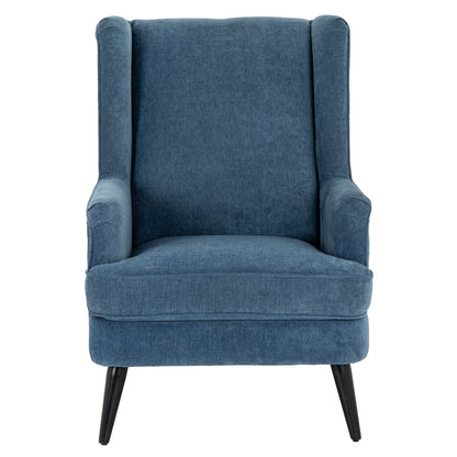Luxury Vellis Wingback Armchair In Blue Fabric