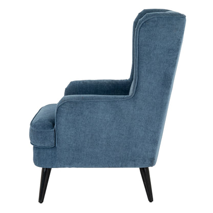 Luxury Vellis Wingback Armchair In Blue Fabric