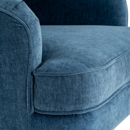 Luxury Vellis Wingback Armchair In Blue Fabric