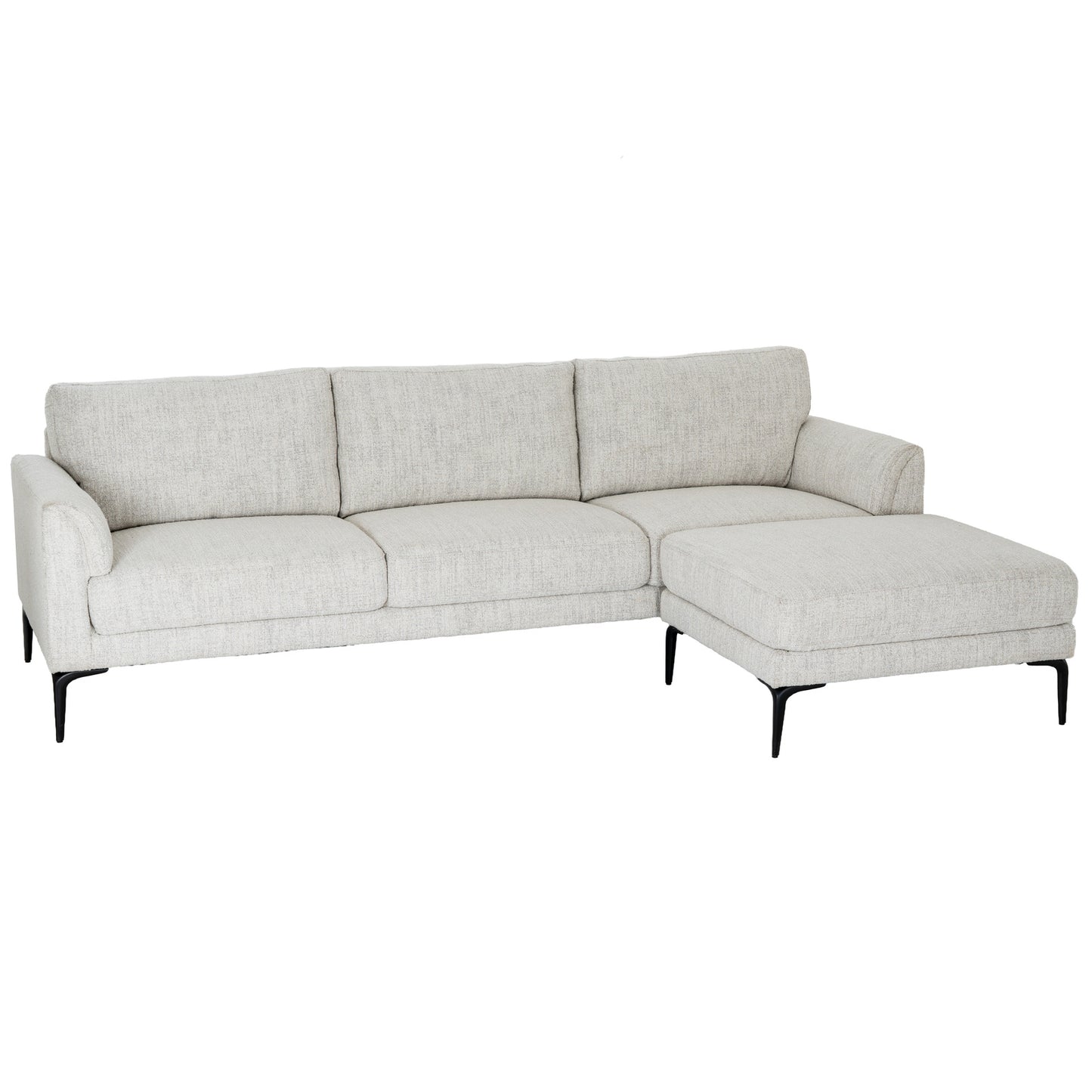 Luxury Zephra Three Seater Sofa With Footstool In White Fabric