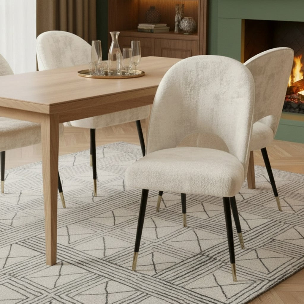 Luxury Bjorn Beige Velvet Dining Chairs With Gold Tip Legs And Scandinavian Modern