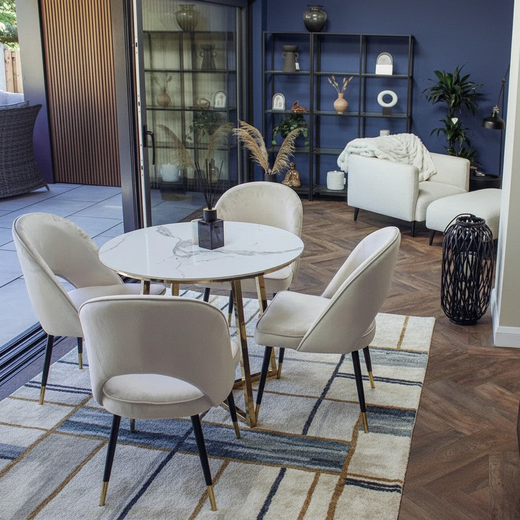 Luxury Bjorn Beige Velvet Dining Chairs With Gold Tip Legs And Scandinavian Modern