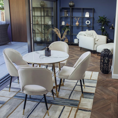 Luxury Bjorn Beige Velvet Dining Chairs With Gold Tip Legs And Scandinavian Modern
