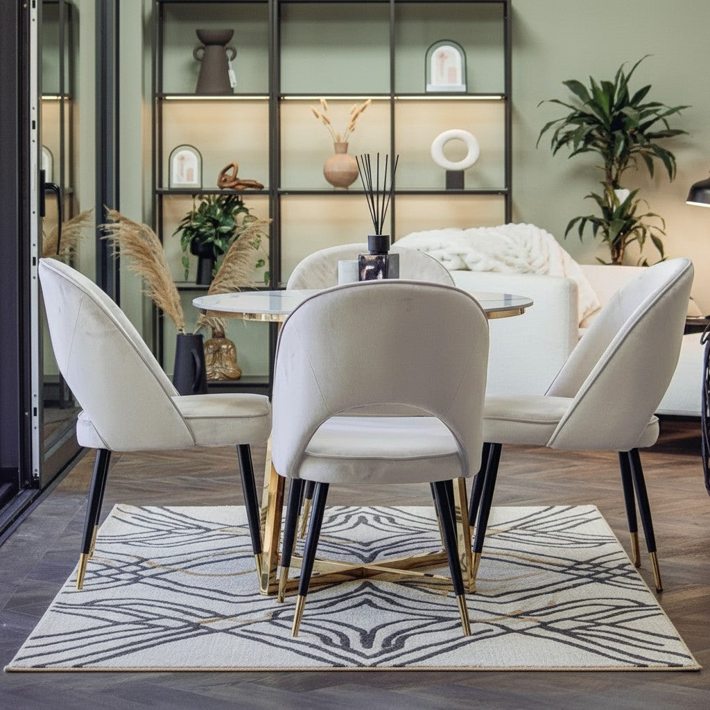 Luxury Bjorn Beige Velvet Dining Chairs With Gold Tip Legs And Scandinavian Modern