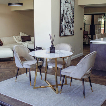 Luxury Bjorn Champagne Velvet Dining Chairs With Gold Tip Legs And Scandinavian Modern