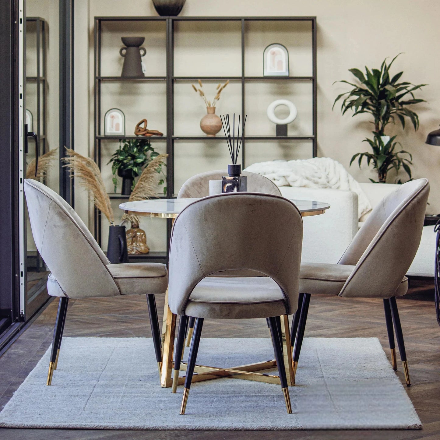Luxury Bjorn Champagne Velvet Dining Chairs With Gold Tip Legs And Scandinavian Modern