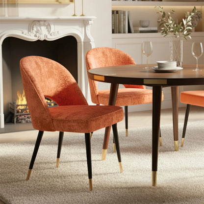 Luxury Bjorn Rust Orange Velvet Dining Chairs Scandinavian Modern With Gold Tip Legs