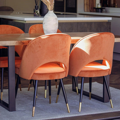 Luxury Bjorn Rust Orange Velvet Dining Chairs Scandinavian Modern With Gold Tip Legs