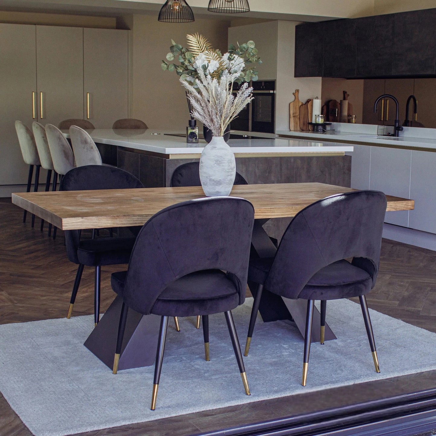 Luxury Bjorn Black Velvet Dining Chairs Scandinavian Modern With Gold Tip Legs