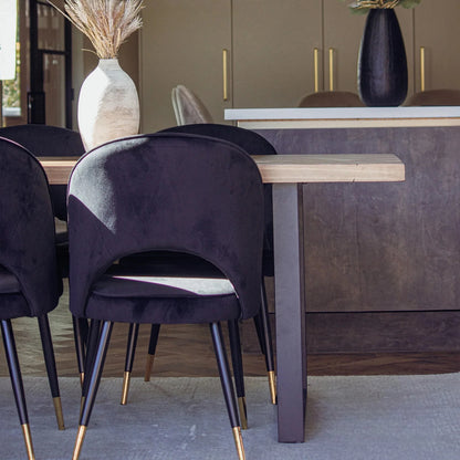 Luxury Bjorn Black Velvet Dining Chairs Scandinavian Modern With Gold Tip Legs