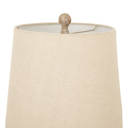 Luxury Chiaro Candlestick Table Lamp In Brown Resin With Linen Shade