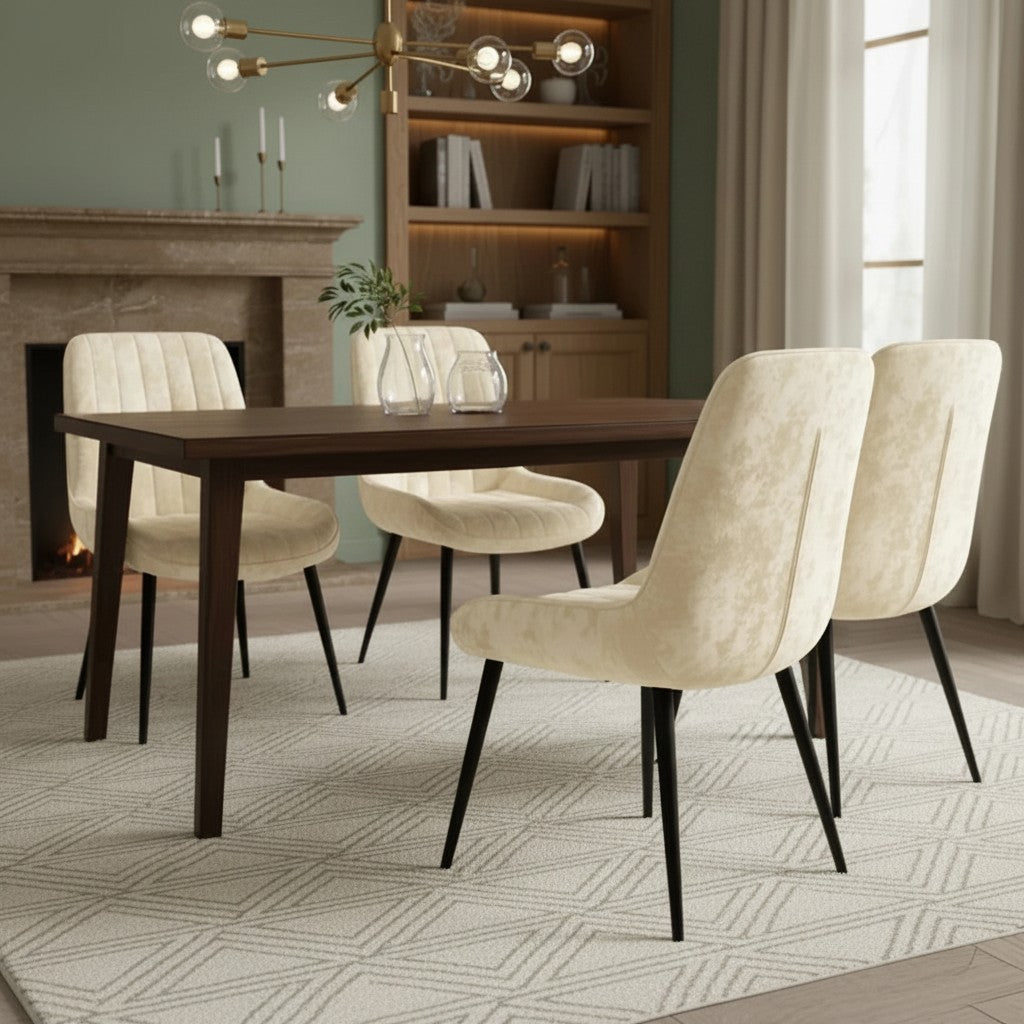Luxury Didrik Velvet Dining Chair With Black Legs And Scandinavian Style