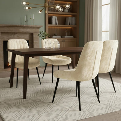 Luxury Didrik Velvet Dining Chair With Black Legs And Scandinavian Style