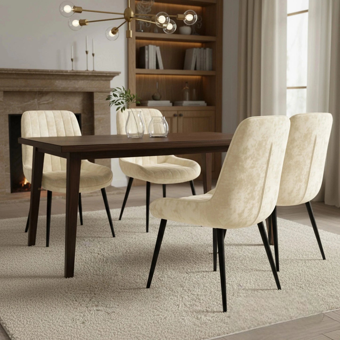 Luxury Didrik Velvet Dining Chair With Black Legs And Scandinavian Style