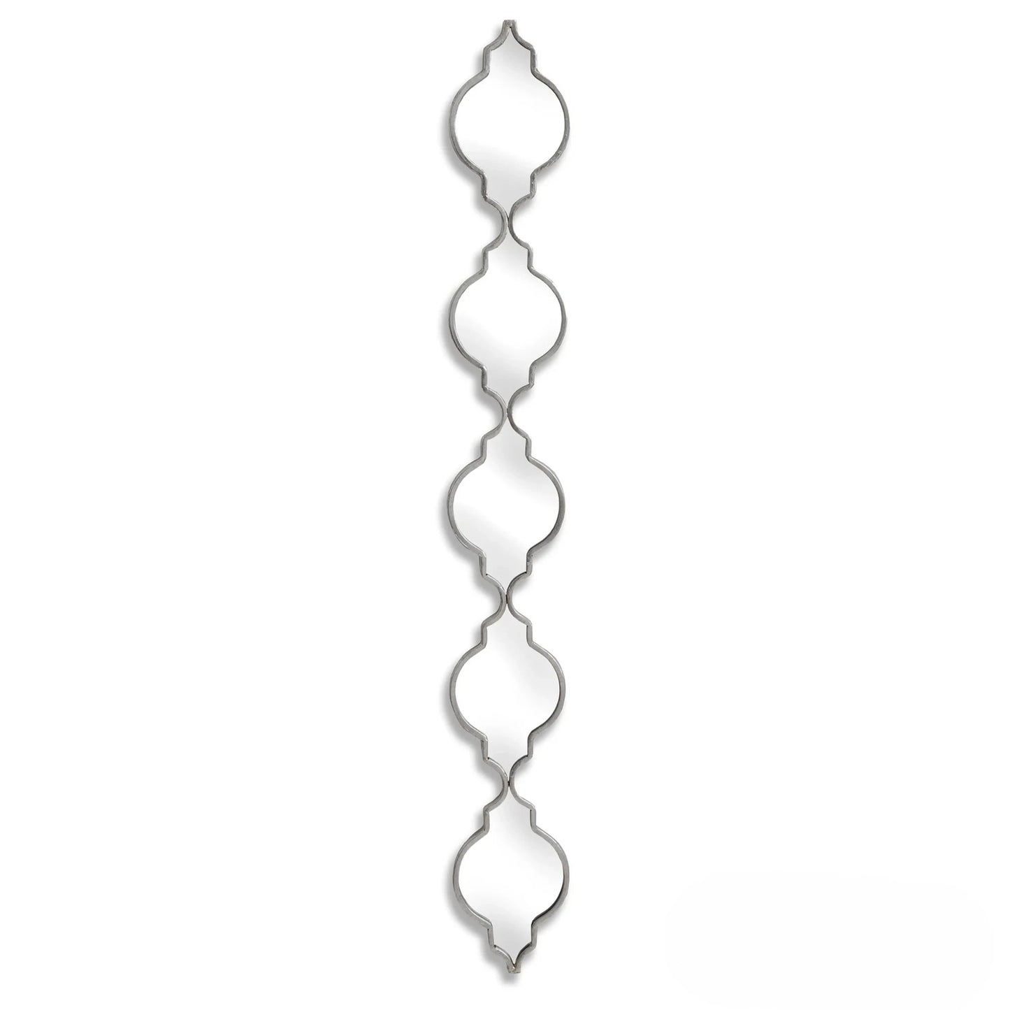 Luxury Elden 132cm Vertical Quatrefoil Slim Wall Mirror in Silver