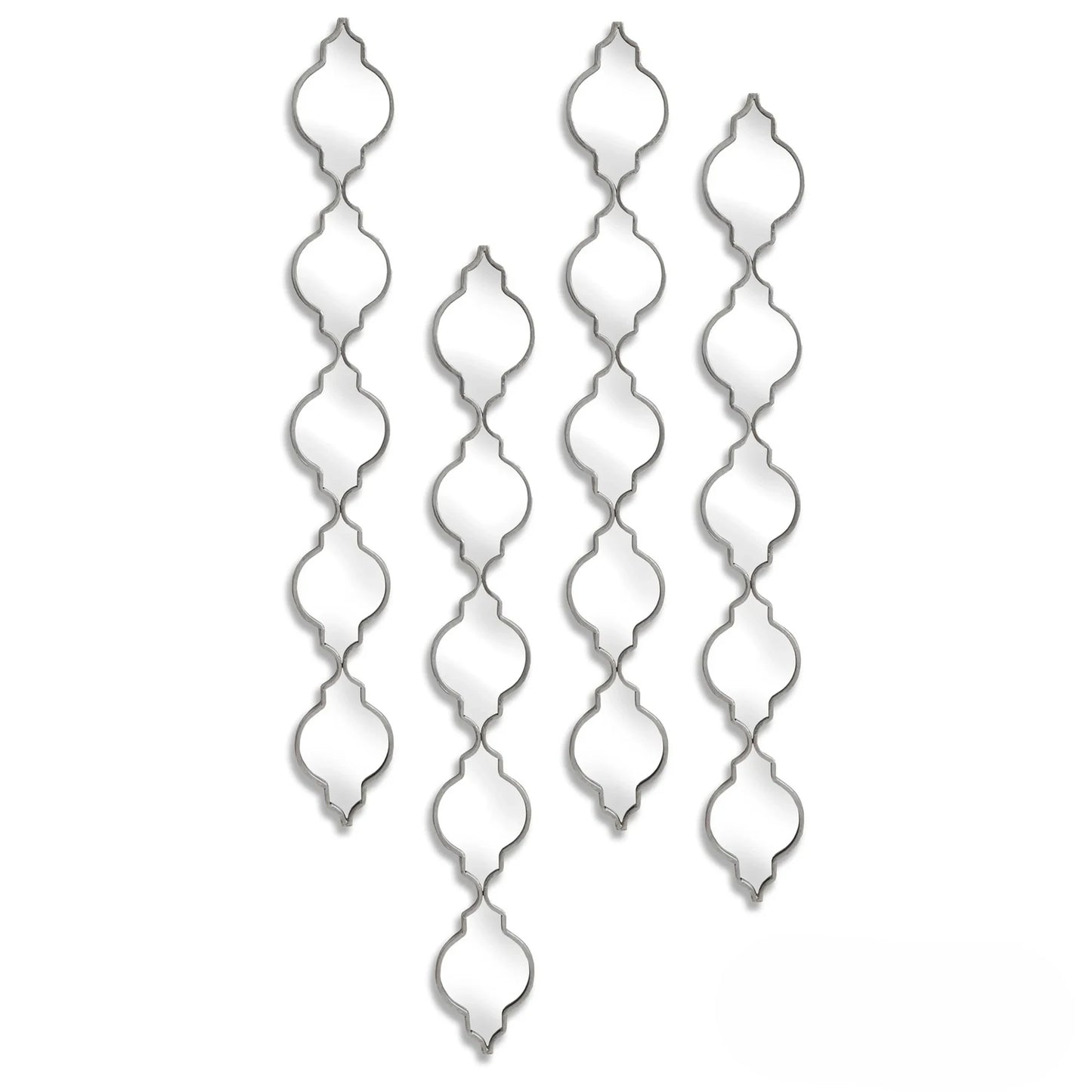 Luxury Elden 132cm Vertical Quatrefoil Slim Wall Mirror in Silver