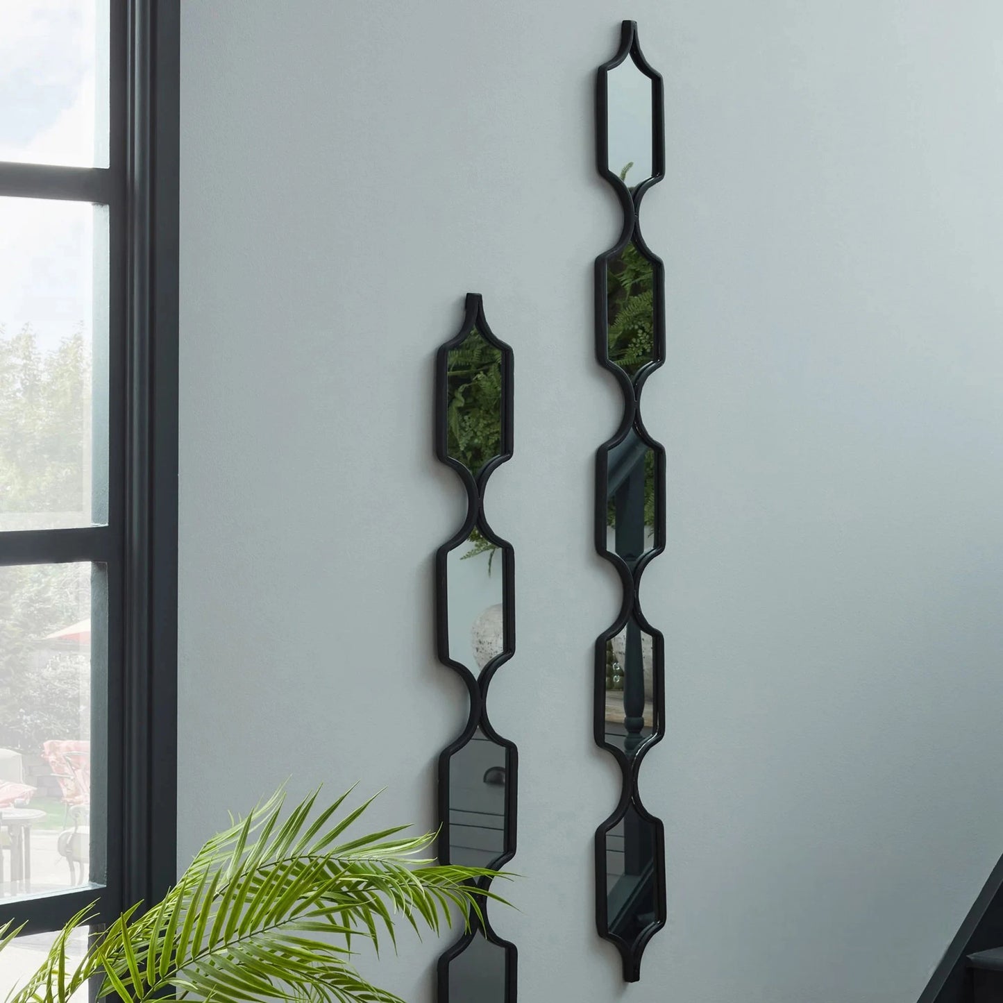 Luxury Elden 145cm Geometric Linked Slim Wall Mirror In Black