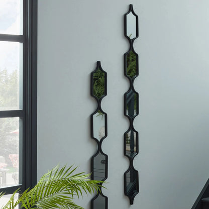 Luxury Elden 145cm Geometric Linked Slim Wall Mirror In Black
