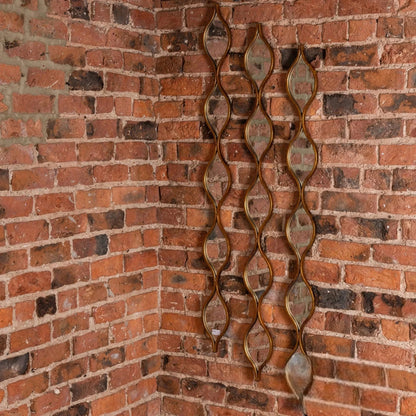 Luxury Elden 146cm Sculptural Wavy Slim Wall Mirror In Aged Gold