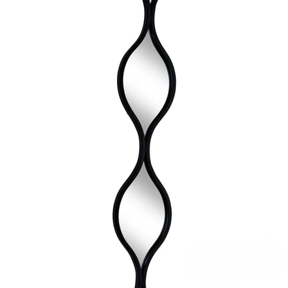 Luxury Elden 146cm Sculptural Wavy Slim Wall Mirror In Black
