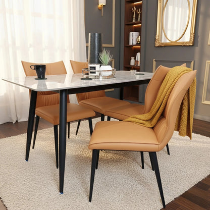 Luxury Folke Leather Dining Chair With Faux Leather And Scandinavian Legs