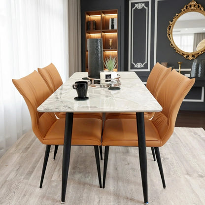 Luxury Folke Leather Dining Chair With Faux Leather And Scandinavian Legs