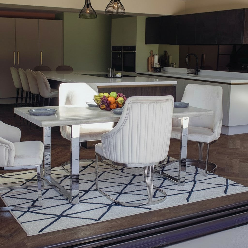 Luxury Ivar 180cm Slimline Light Pine Wood Dining Table With Chrome Legs