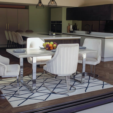 Luxury Ivar 180cm Slimline Light Pine Wood Dining Table With Chrome Legs