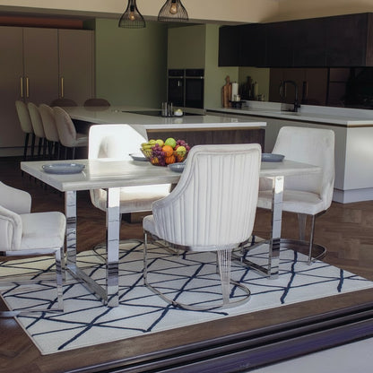 Luxury Ivar 180cm Slimline Light Pine Wood Dining Table With Chrome Legs
