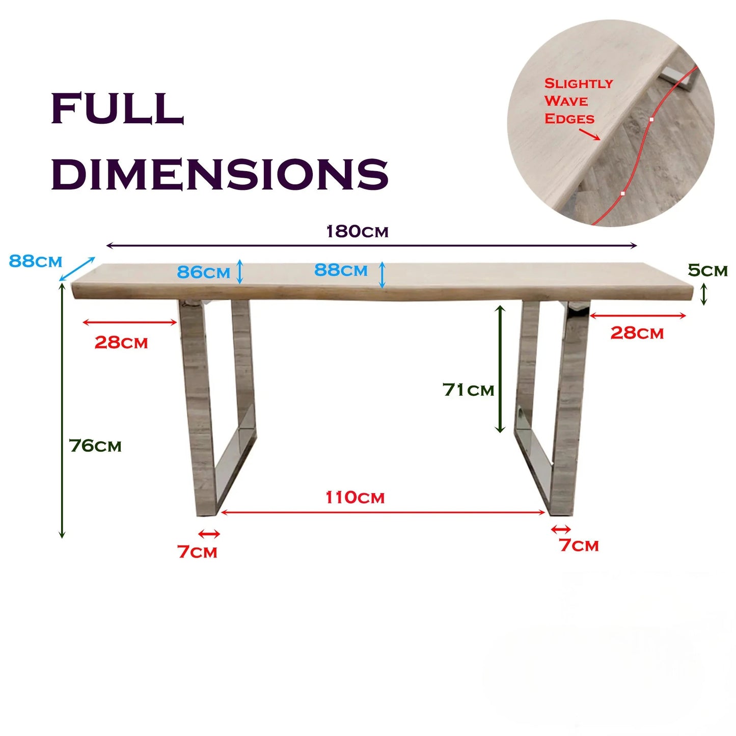 Luxury Ivar 180cm Slimline Light Pine Wood Dining Table With Chrome Legs