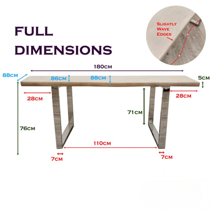 Luxury Ivar 180cm Slimline Light Pine Wood Dining Table With Chrome Legs