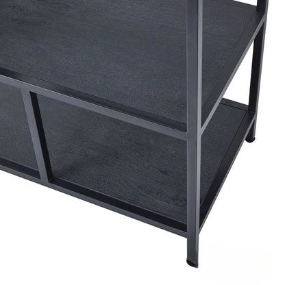 Luxury Large 200cm Architectural Style Black Industrial Shelf Unit With 7-Tier Asymmetric Metal Display