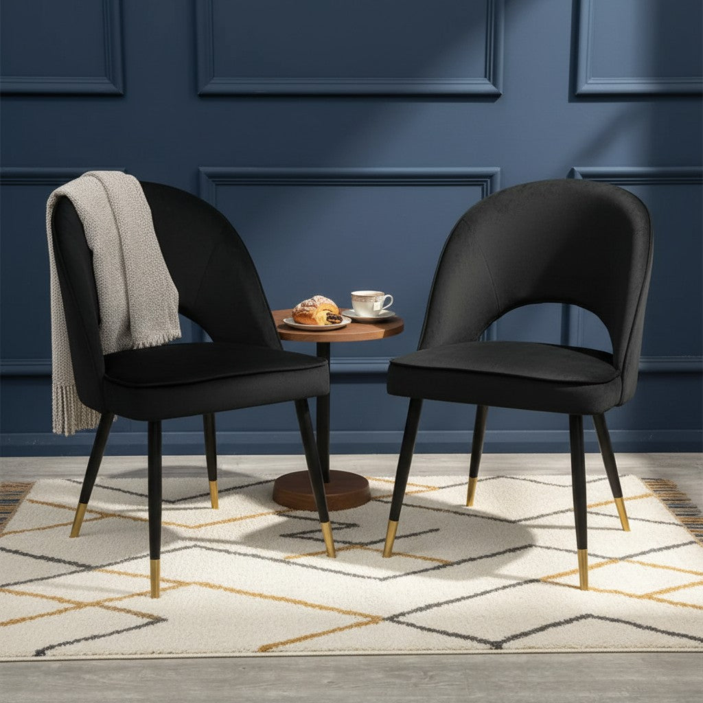 Luxury  Loki 1.8m Gold Dining Set Cream Sintered Stone Table With Bjorn Black Velvet Chairs