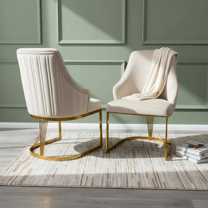 Luxury Loki 1.8m Rectangular Gold Dining Set Cream Sintered Stone Table With Olivia Velvet Chairs