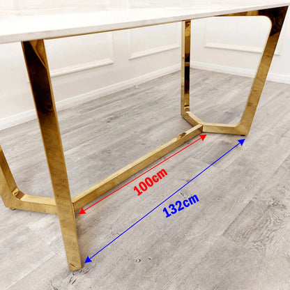 Luxury Loki 1.8m Rectangular Gold Dining Set Cream Sintered Stone Table With Olivia Velvet Chairs
