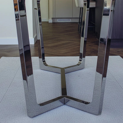 Luxury Loki 160cm White Sintered Stone Dining Table With Chrome Y-Leg Stand