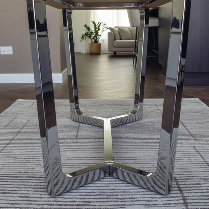 Luxury Loki 160cm White Sintered Stone Dining Table With Chrome Y-Leg Stand