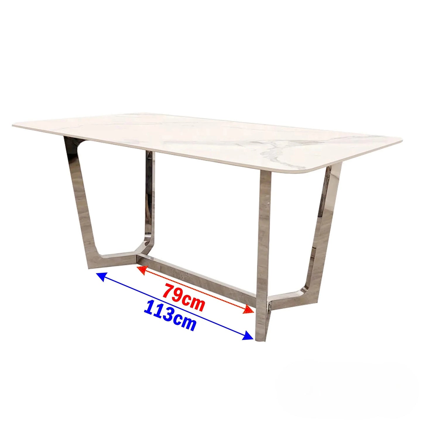 Luxury Loki 160cm White Sintered Stone Dining Table With Chrome Y-Leg Stand