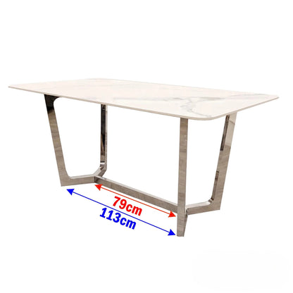 Luxury Loki 160cm White Sintered Stone Dining Table With Chrome Y-Leg Stand