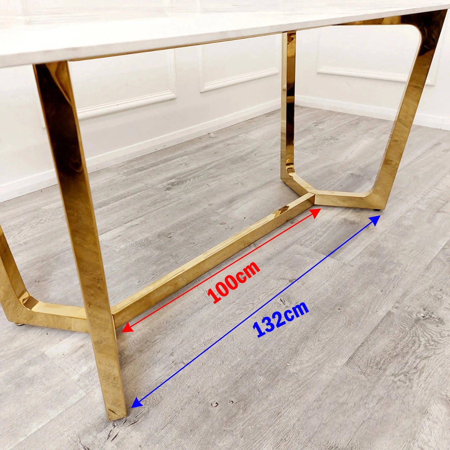 Luxury Loki 180cm Cream Sintered Stone Dining Table With Gold Y-Leg Stand