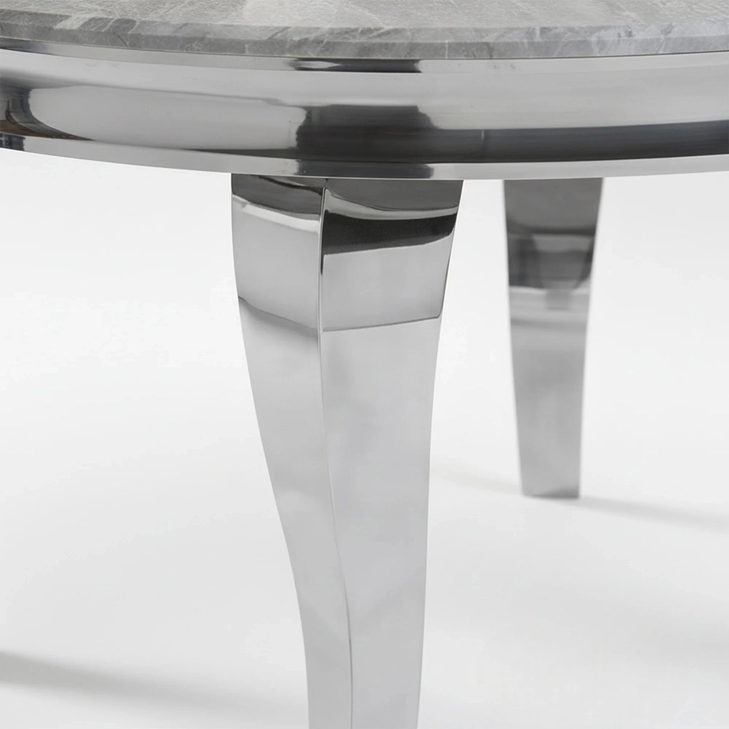 Luxury Lorens 130cm Round White Marble Dining Table With Chrome 4-Leg Base