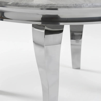 Luxury Lorens 130cm Round White Marble Dining Table With Chrome 4-Leg Base