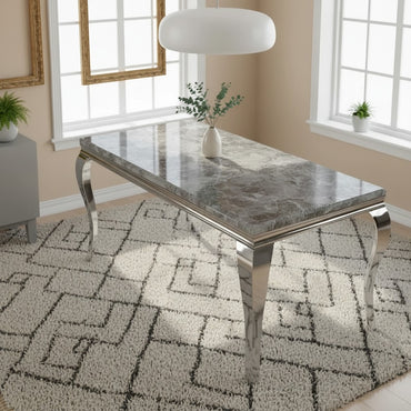 Luxury Lorens 150cm Marble Dining Table With Chrome 4-Leg Base