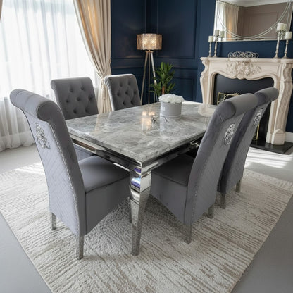 Luxury Lorens 150cm Marble Dining Table With Chrome 4-Leg Base