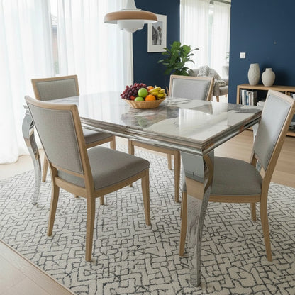 Luxury Lorens 180cm Marble Dining Table With Chrome 4-Leg Base