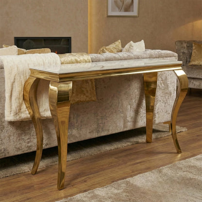 Luxury Lorens Modern Design Gold Console Table With 120x40cm White Stone Top