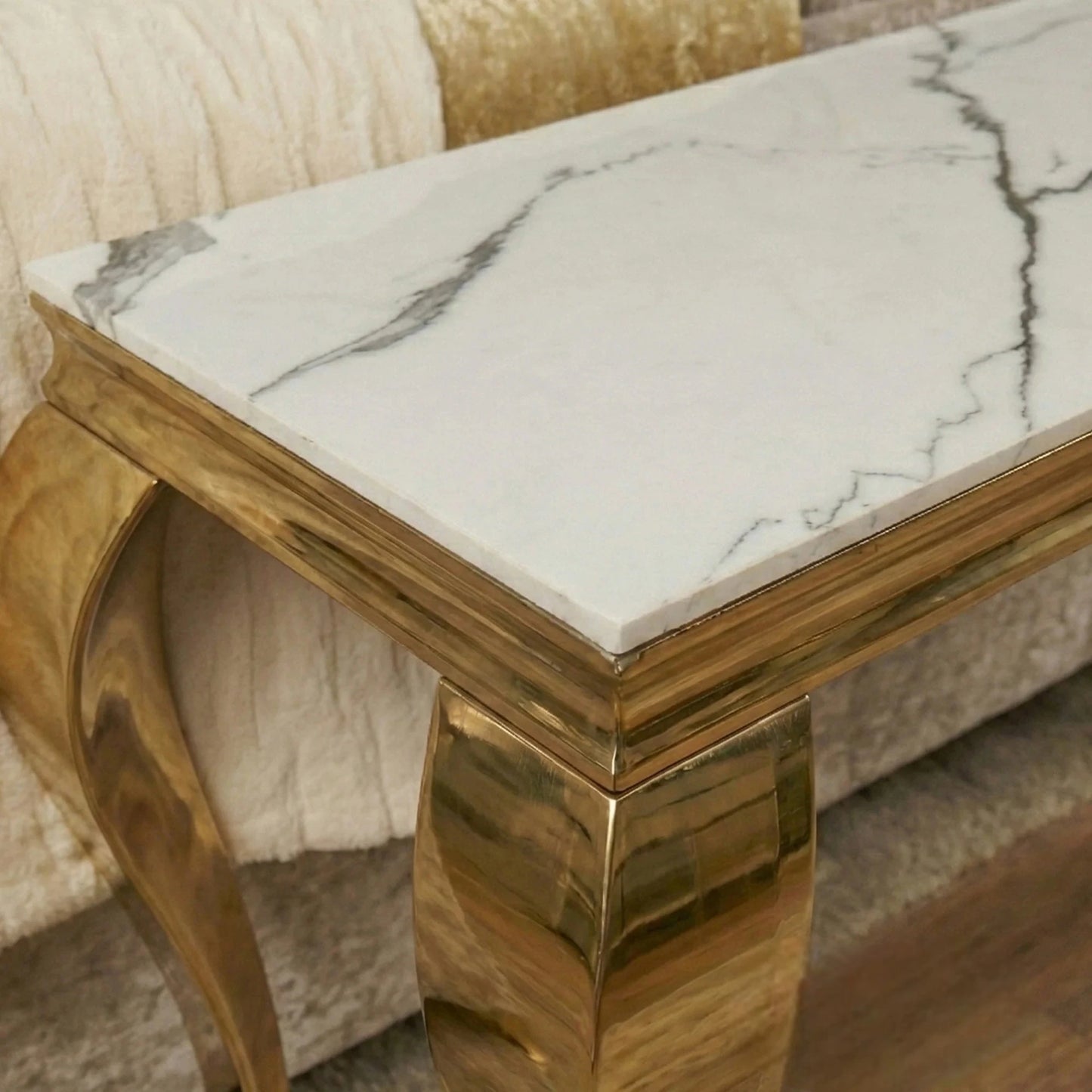 Luxury Lorens Modern Design Gold Console Table With 120x40cm White Stone Top