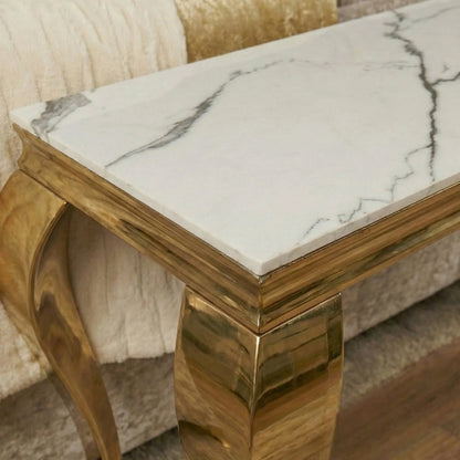 Luxury Lorens Modern Design Gold Console Table With 120x40cm White Stone Top