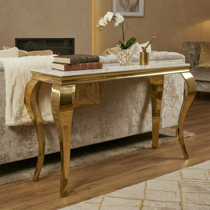 Luxury Lorens Modern Design Gold Console Table With 120x40cm White Stone Top