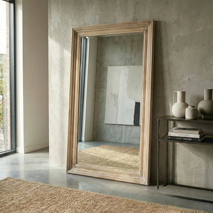 Luxury Lumi 120cm x 76cm Small Washed Wood Stepped Frame Wall Mirror